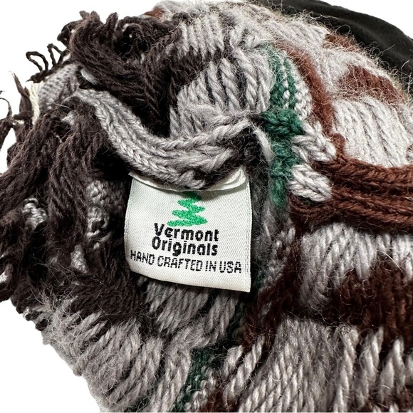 VINTAGE 100% Wool Knit Fleece-Lined Moose Print Beanie - Picture 6 of 8